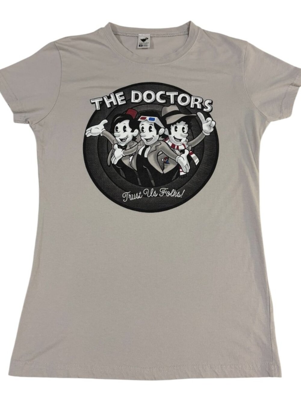 Dr. Who The Doctors Retro-Style Graphic Novelty T-Shirt Gray Cotton Sz L